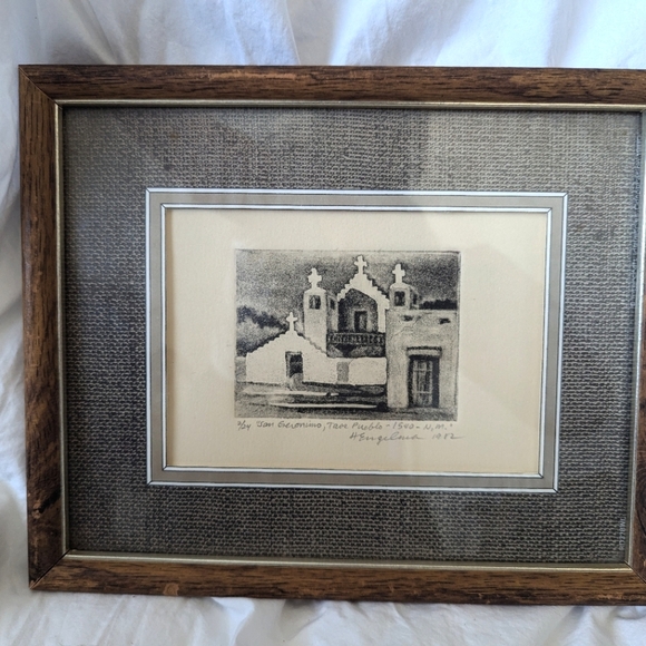 Original Artwork by Harry Engelman San Geronimo Pueblo New Mexico Scene - Picture 2 of 2